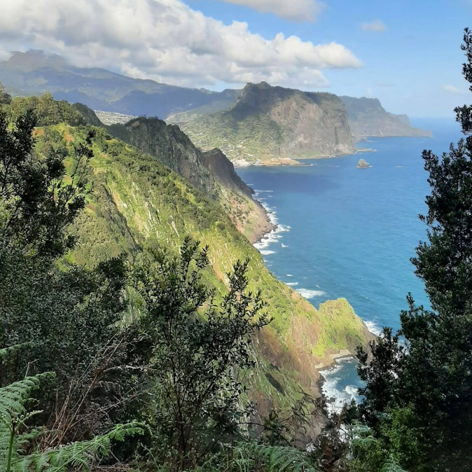 Groene kustwandeling bij Larano tijdens de lente op Madeira