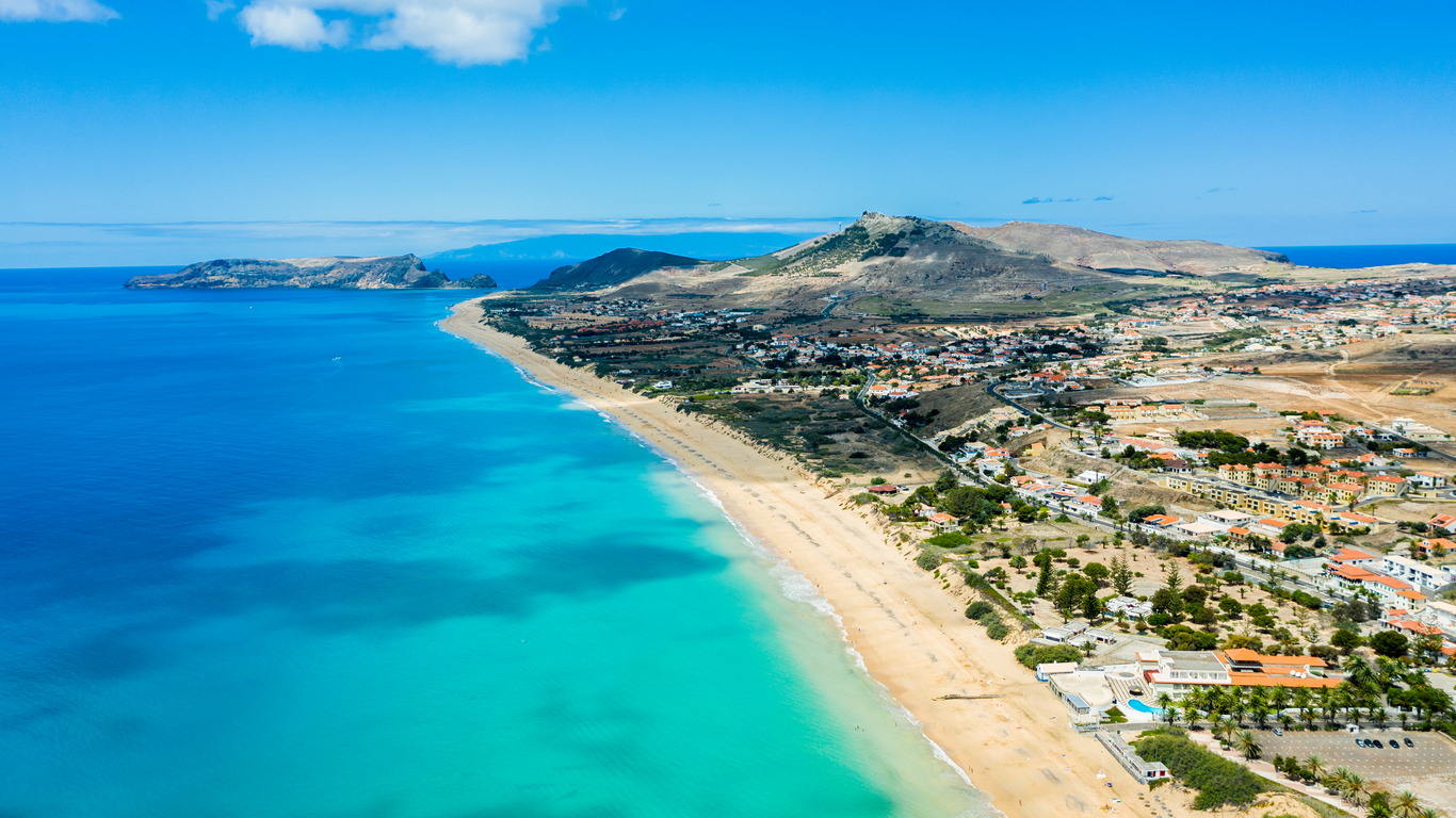 Luchtfoto van het strand van Porto Santo